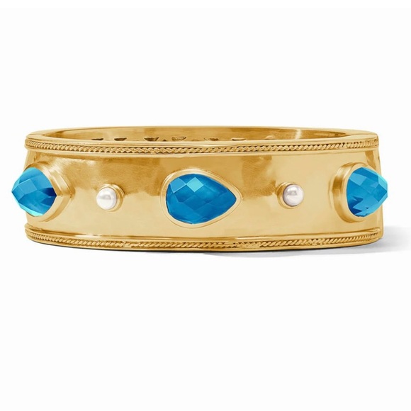 Julie Vos Gold Bangle with Teal Accents - Picture 3 of 3